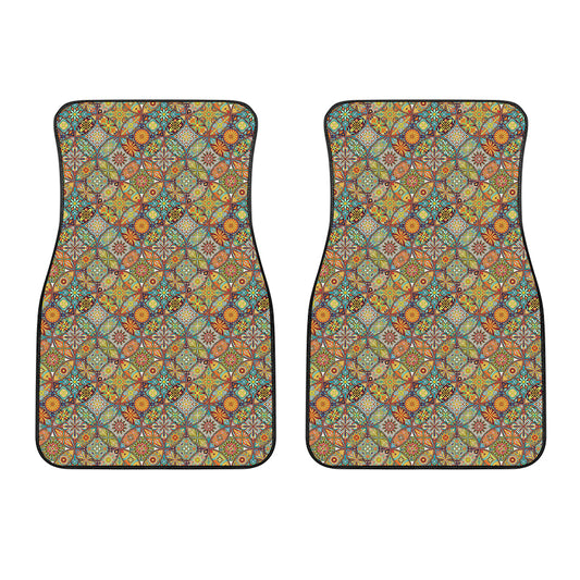Ethnic Mandala Patchwork Pattern Print Front Car Floor Mats
