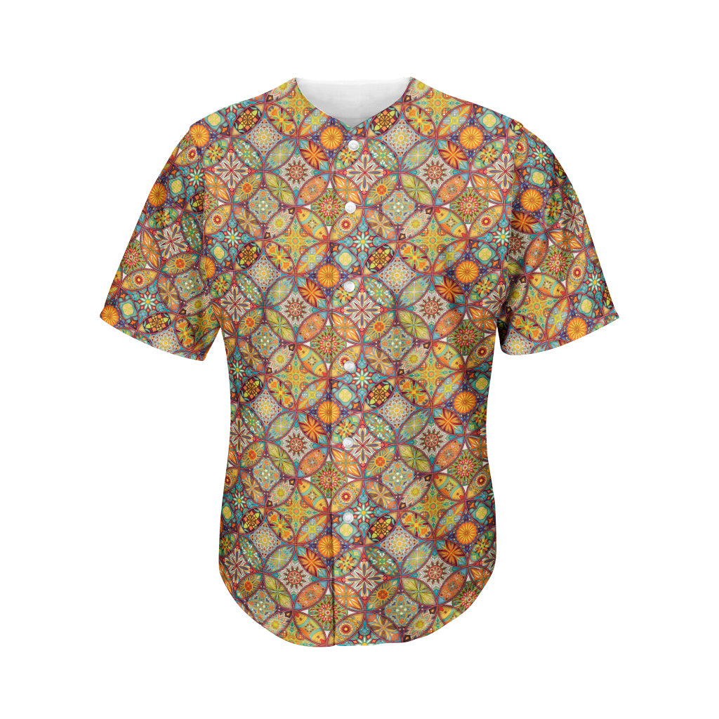 Ethnic Mandala Patchwork Pattern Print Men's Baseball Jersey