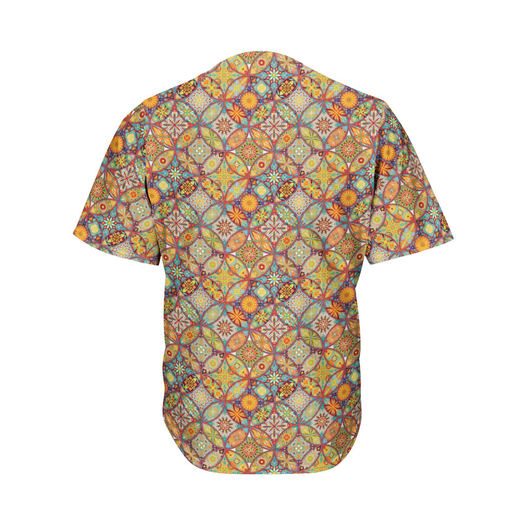 Ethnic Mandala Patchwork Pattern Print Men's Baseball Jersey