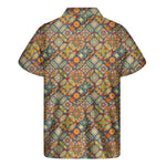 Ethnic Mandala Patchwork Pattern Print Men's Short Sleeve Shirt