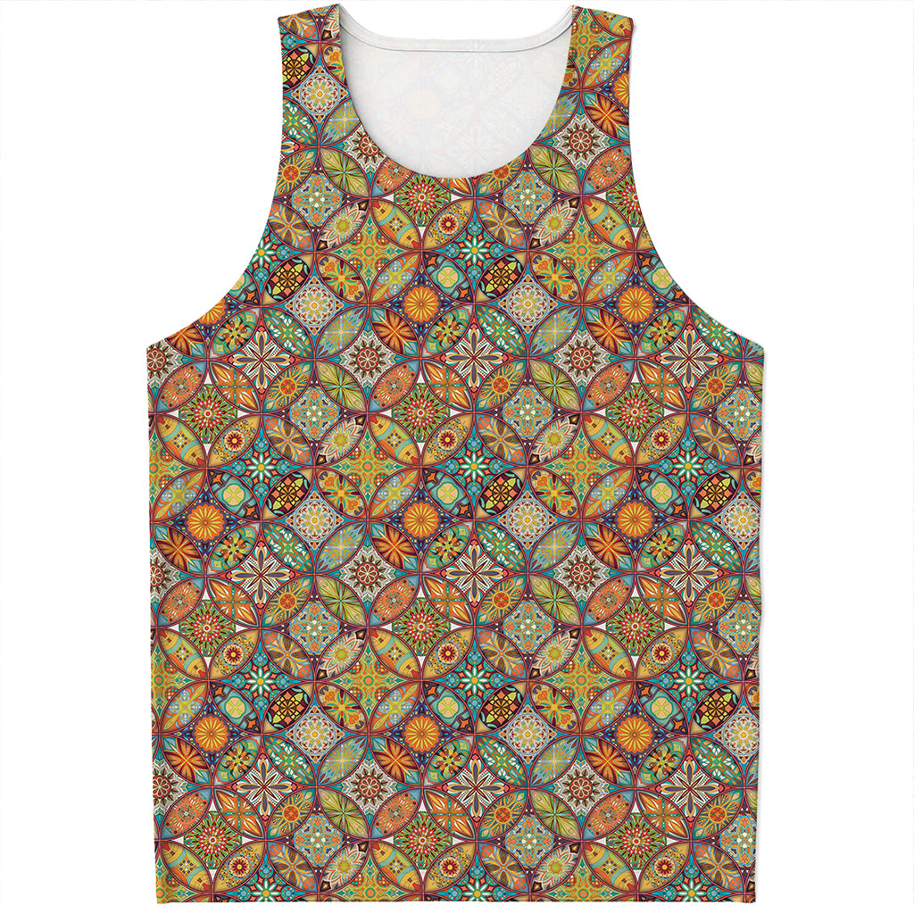 Ethnic Mandala Patchwork Pattern Print Men's Tank Top