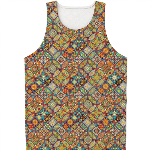 Ethnic Mandala Patchwork Pattern Print Men's Tank Top