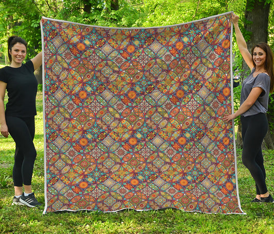 Ethnic Mandala Patchwork Pattern Print Quilt