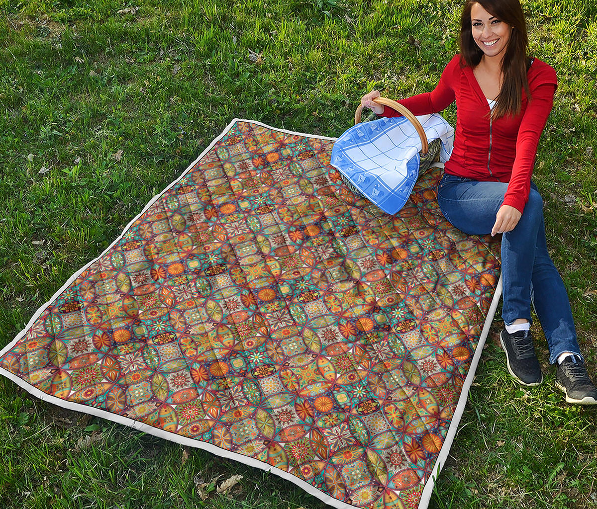 Ethnic Mandala Patchwork Pattern Print Quilt