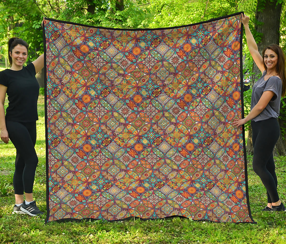 Ethnic Mandala Patchwork Pattern Print Quilt