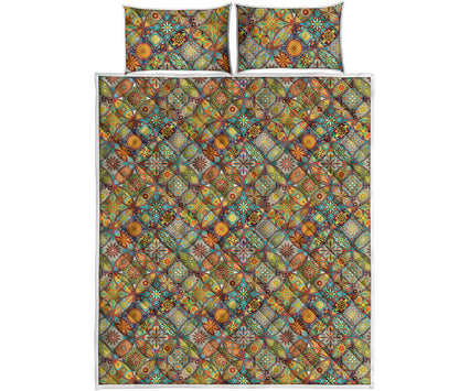 Ethnic Mandala Patchwork Pattern Print Quilt Bed Set