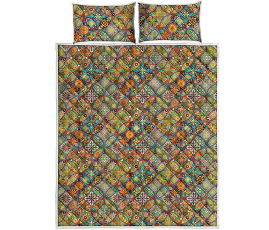 Ethnic Mandala Patchwork Pattern Print Quilt Bed Set