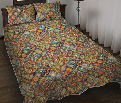 Ethnic Mandala Patchwork Pattern Print Quilt Bed Set