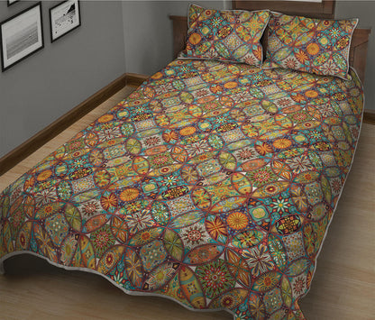 Ethnic Mandala Patchwork Pattern Print Quilt Bed Set