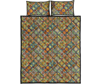 Ethnic Mandala Patchwork Pattern Print Quilt Bed Set