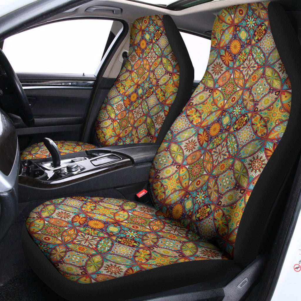 Ethnic Mandala Patchwork Pattern Print Universal Fit Car Seat Covers