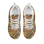 Ethnic Mandala Patchwork Pattern Print White Sneakers