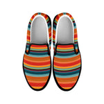Ethnic Mexican Blanket Pattern Print Black Slip On Shoes