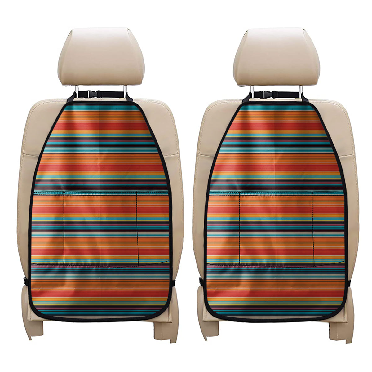 Ethnic Mexican Blanket Pattern Print Car Seat Organizers