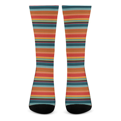 Ethnic Mexican Blanket Pattern Print Crew Socks