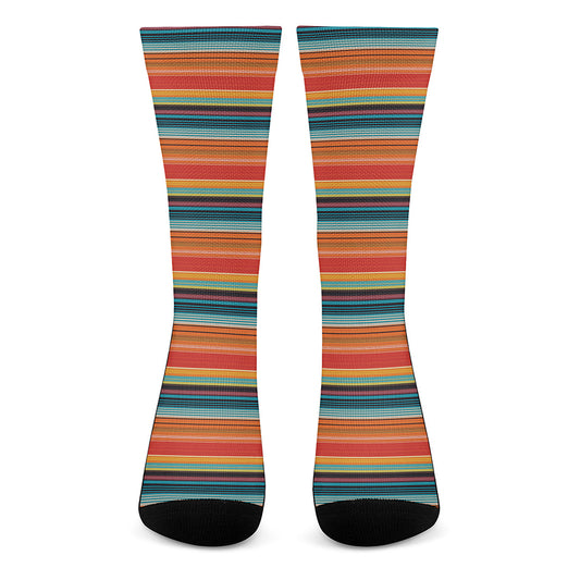 Ethnic Mexican Blanket Pattern Print Crew Socks