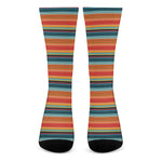 Ethnic Mexican Blanket Pattern Print Crew Socks