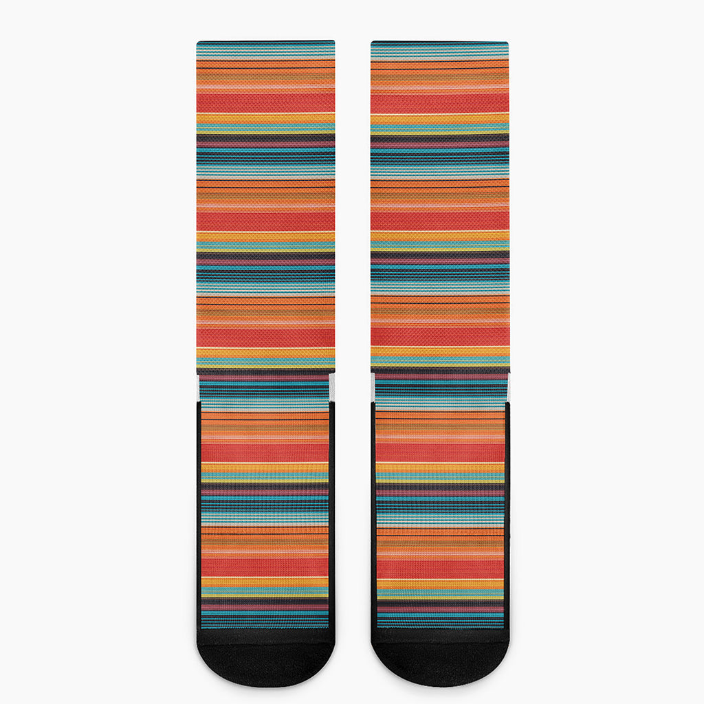 Ethnic Mexican Blanket Pattern Print Crew Socks