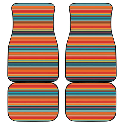 Ethnic Mexican Blanket Pattern Print Front and Back Car Floor Mats