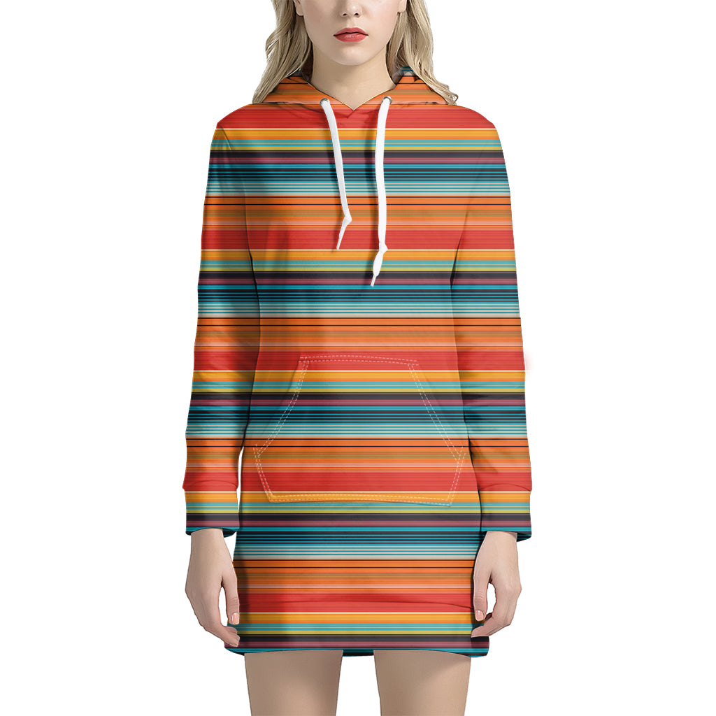 Ethnic Mexican Blanket Pattern Print Hoodie Dress