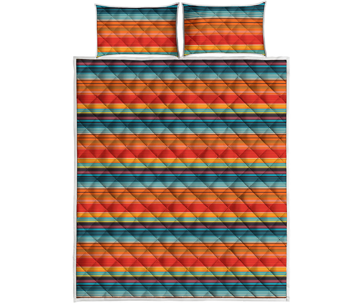 Ethnic Mexican Blanket Pattern Print Quilt Bed Set