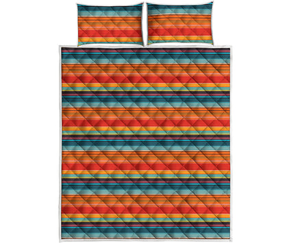 Ethnic Mexican Blanket Pattern Print Quilt Bed Set