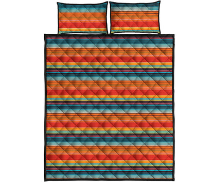Ethnic Mexican Blanket Pattern Print Quilt Bed Set