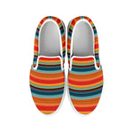 Ethnic Mexican Blanket Pattern Print White Slip On Shoes
