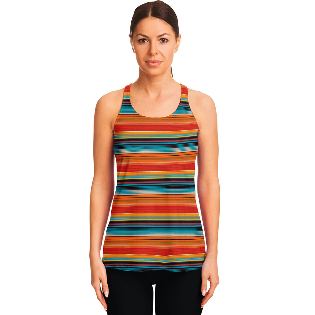 Ethnic Mexican Blanket Pattern Print Women's Racerback Tank Top