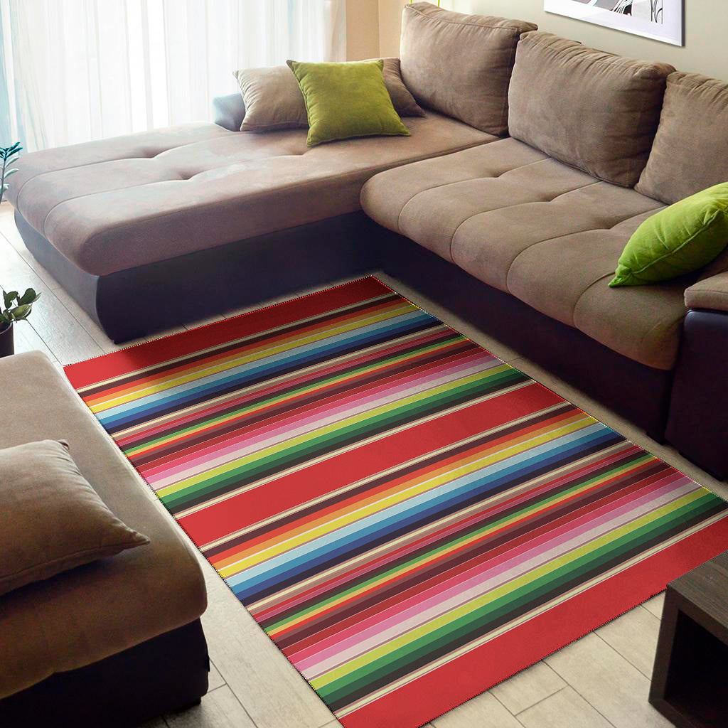 Ethnic Mexican Blanket Stripe Print Area Rug