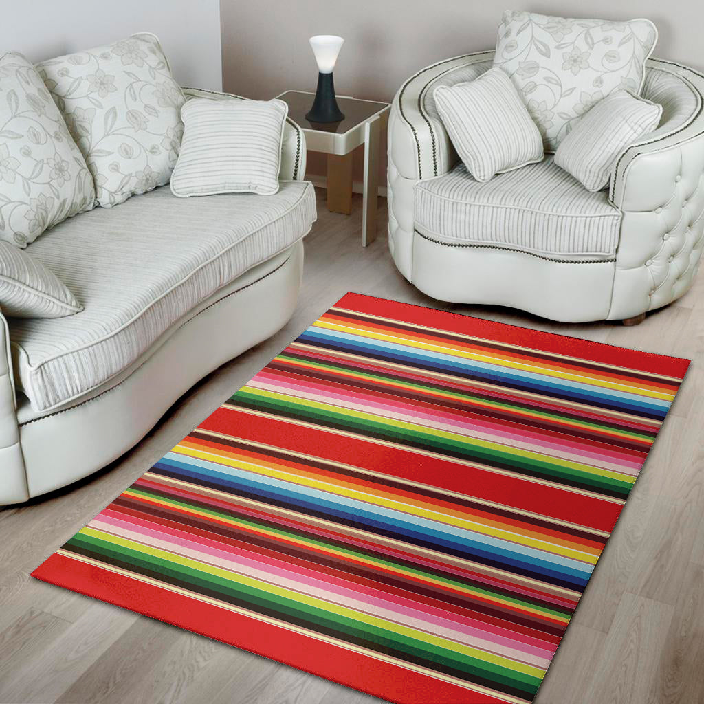 Ethnic Mexican Blanket Stripe Print Area Rug