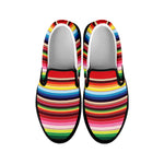 Ethnic Mexican Blanket Stripe Print Black Slip On Shoes