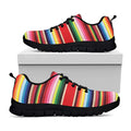 Ethnic Mexican Blanket Stripe Print Black Running Shoes