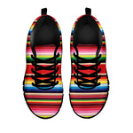 Ethnic Mexican Blanket Stripe Print Black Sneakers