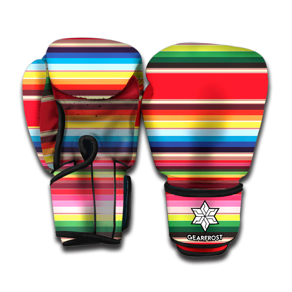 Ethnic Mexican Blanket Stripe Print Boxing Gloves