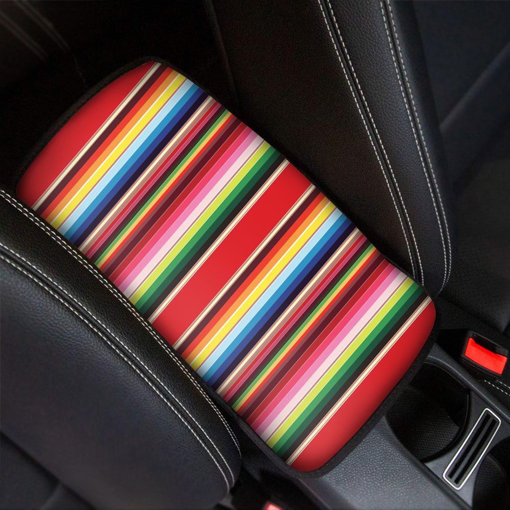 Ethnic Mexican Blanket Stripe Print Car Center Console Cover