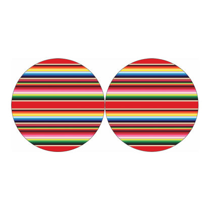 Ethnic Mexican Blanket Stripe Print Car Coasters