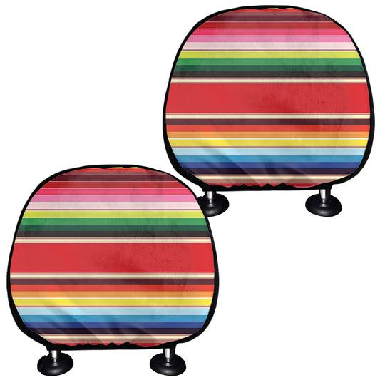 Ethnic Mexican Blanket Stripe Print Car Headrest Covers