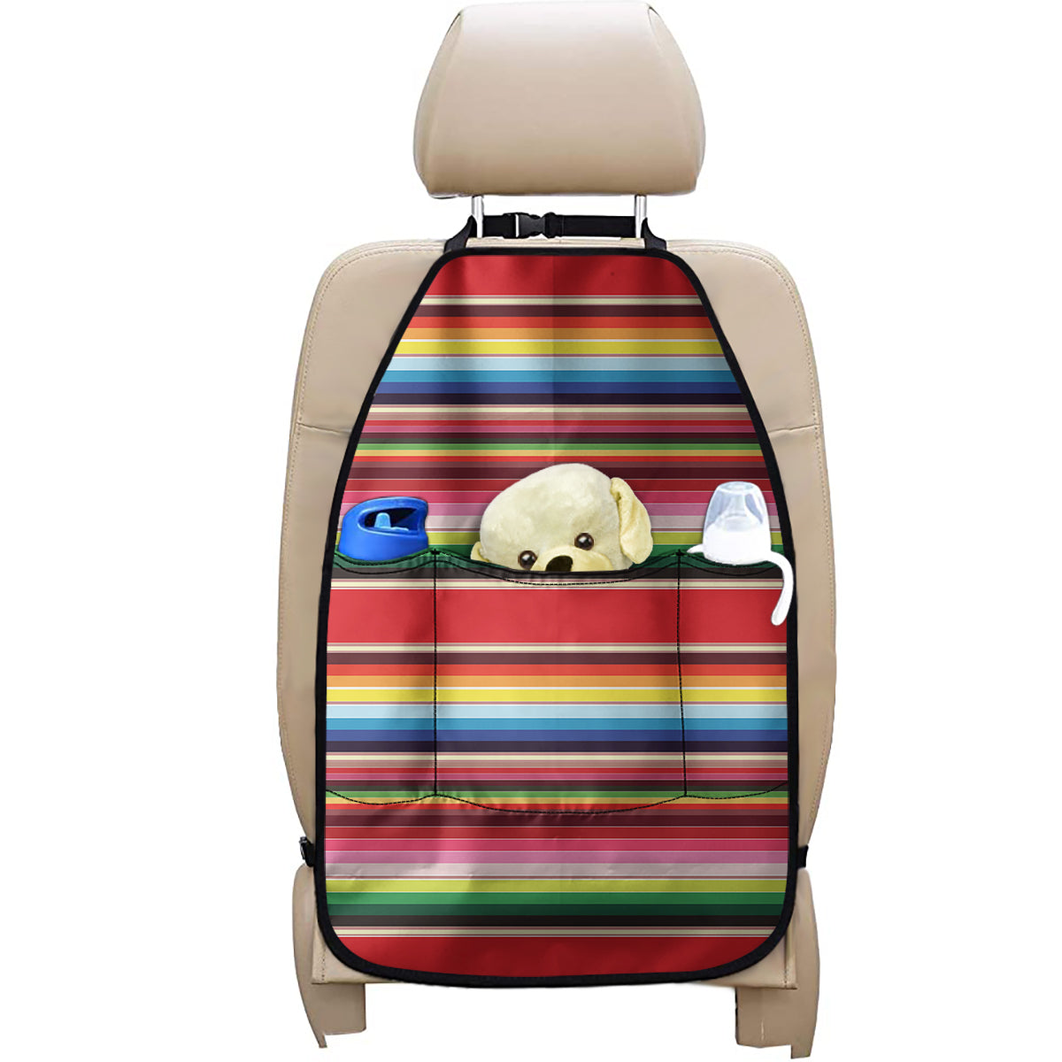 Ethnic Mexican Blanket Stripe Print Car Seat Organizers