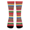 Ethnic Mexican Blanket Stripe Print Crew Socks