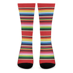 Ethnic Mexican Blanket Stripe Print Crew Socks