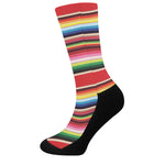 Ethnic Mexican Blanket Stripe Print Crew Socks