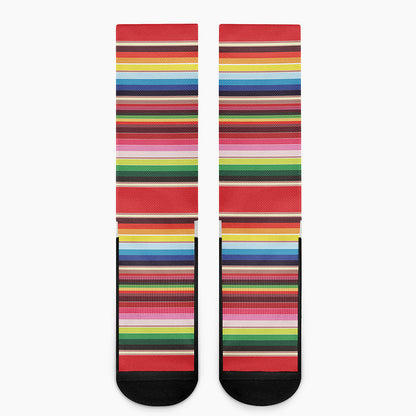 Ethnic Mexican Blanket Stripe Print Crew Socks