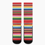 Ethnic Mexican Blanket Stripe Print Crew Socks