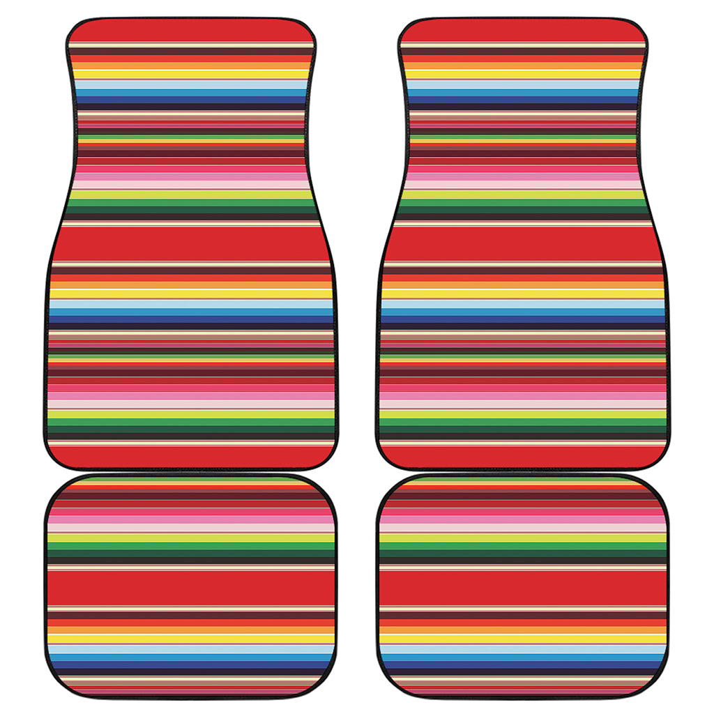 Ethnic Mexican Blanket Stripe Print Front and Back Car Floor Mats