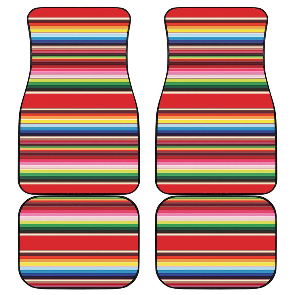 Ethnic Mexican Blanket Stripe Print Front and Back Car Floor Mats