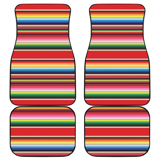 Ethnic Mexican Blanket Stripe Print Front and Back Car Floor Mats