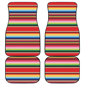 Ethnic Mexican Blanket Stripe Print Front and Back Car Floor Mats