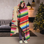 Ethnic Mexican Blanket Stripe Print Hooded Blanket