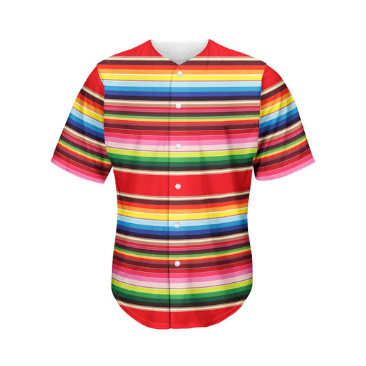 Ethnic Mexican Blanket Stripe Print Men's Baseball Jersey